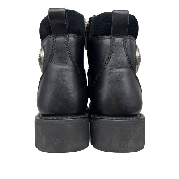 Harley Davidson 94011 Black chunky Grunge Metal Logo Motorcycle Boots Men’s sz 7 - Picture 5 of 11